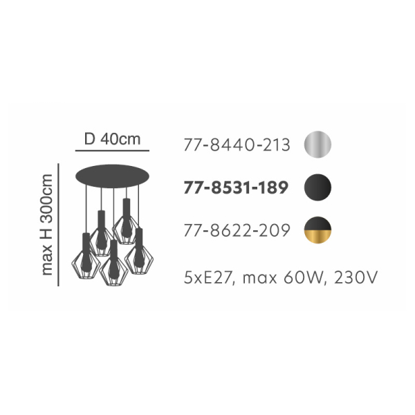 Φωτιστικό Οροφής Πολύφωτο Homelighting 77-8440 Nickel