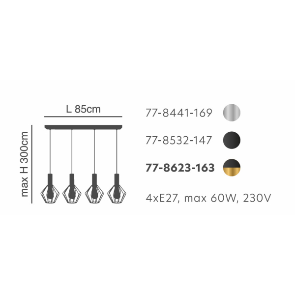 Φωτιστικό Οροφής Πολύφωτο Homelighting 77-8441 Nickel