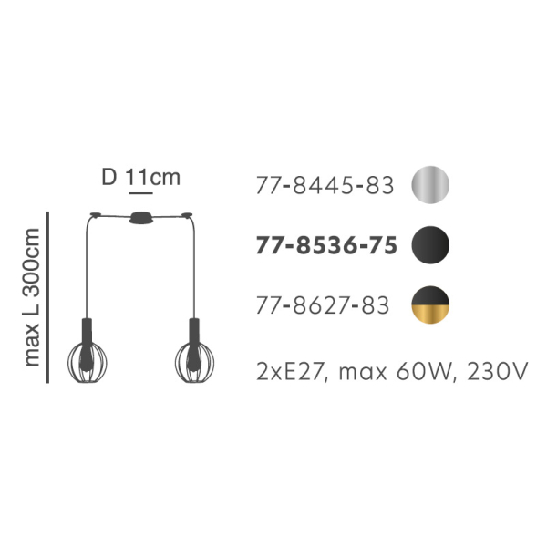 Φωτιστικό Οροφής Δίφωτο Homelighting 77-8445 Nickel