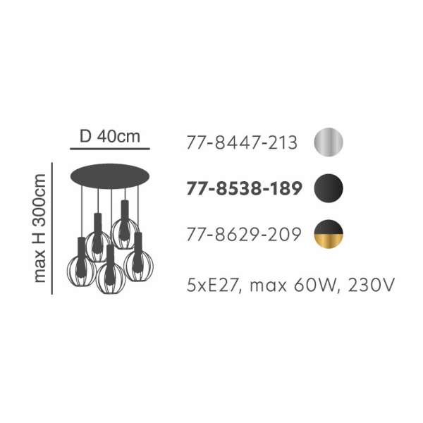 Φωτιστικό Οροφής Πολύφωτο Homelighting 77-8447 Nickel