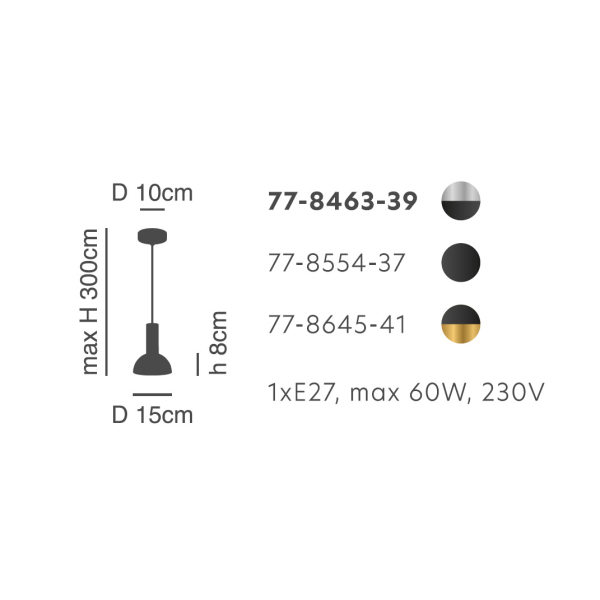 Φωτιστικό Οροφής Μονόφωτο Homelighting 77-8463 Nickel/Black