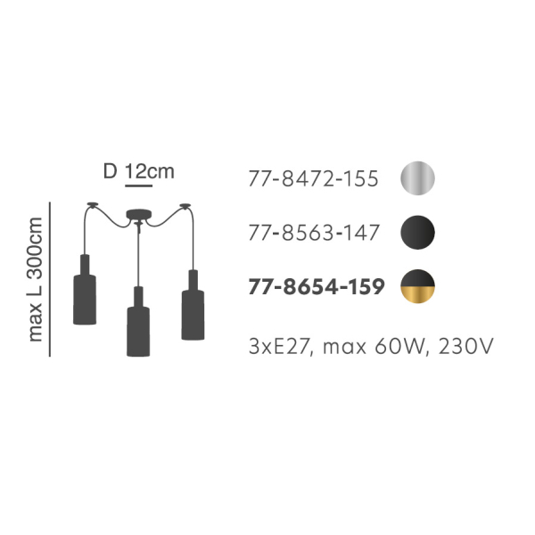 Φωτιστικό Οροφής Τρίφωτο Homelighting 77-8472 Nickel/White