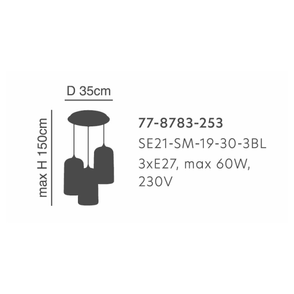 Φωτιστικό Οροφής Τρίφωτο Homelighting Feint 77-8783 Smoked Glass