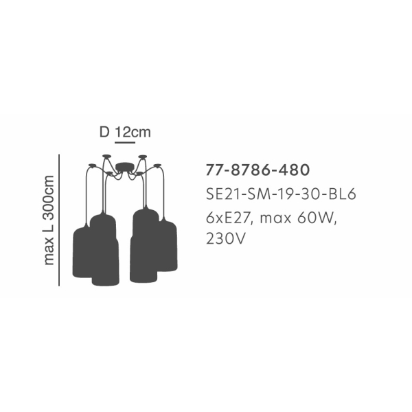 Φωτιστικό Οροφής Πολύφωτο Homelighting Feint 77-8786 Smoked Glass