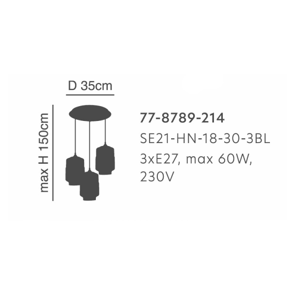 Φωτιστικό Οροφής Τρίφωτο Homelighting Gaby 77-8789 Honey/Black