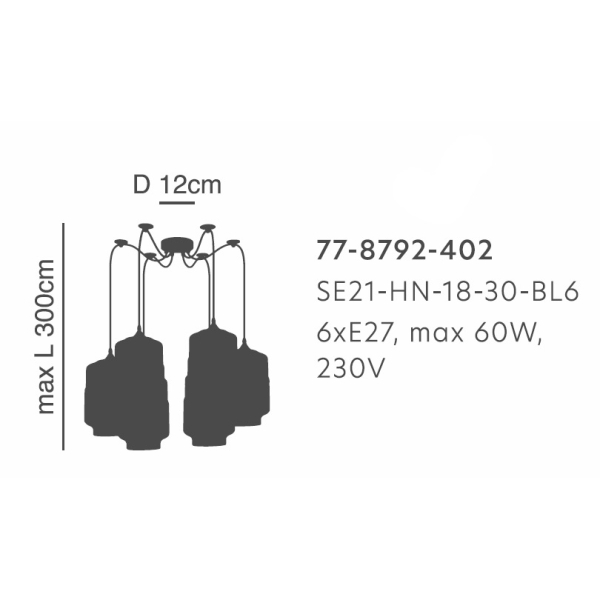 Φωτιστικό Οροφής Πολύφωτο Homelighting Gaby 77-8792 Honey/Black