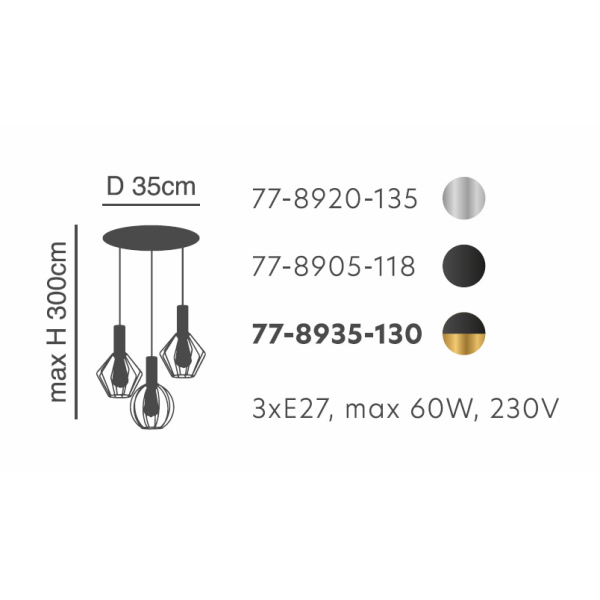 Φωτιστικό Οροφής Τρίφωτο Homelighting Adept Flex 77-8920 Nickel