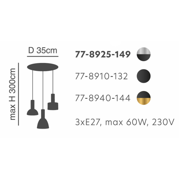 Φωτιστικό Οροφής Τρίφωτο Homelighting 77-8925 Flex Nickel