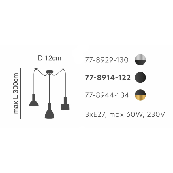 Φωτιστικό Οροφής Τρίφωτο Homelighting 77-8929 Flex Nickel