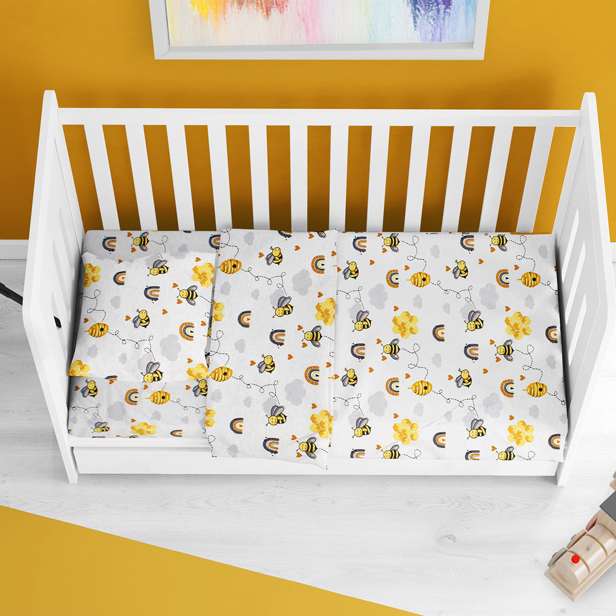 Πάπλωμα Κούνιας (120×160) Dimcol Honey Bee 545 White-Yellow