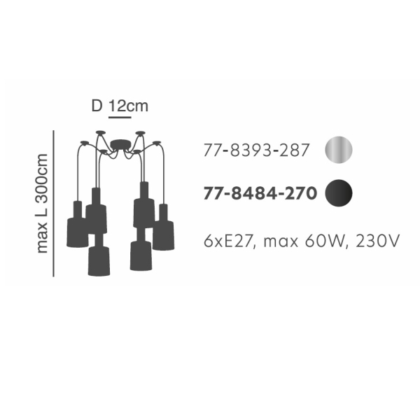 Φωτιστικό Οροφής Πολύφωτο Homelighting 77-8393 Nickel/Smoked