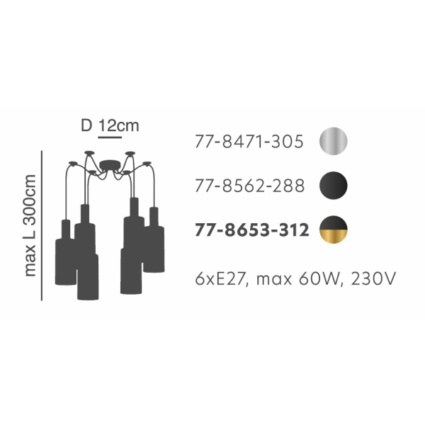 Φωτιστικό Οροφής Πολύφωτο Homelighting 77-8471 Nickel/White