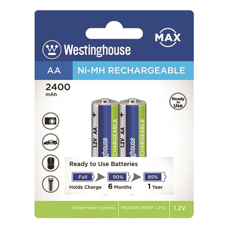 Επαναφορτιζόμενες Μπαταρίες AA Ni-MH 1.2V 2τμχ Westinghouse by Eurolamp 920-24210