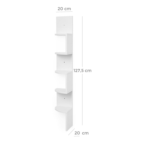 Γωνιακή Βιβλιοθήκη Τοίχου 5 Θέσεων (20x20x127.5) Vasagle LBC72WT